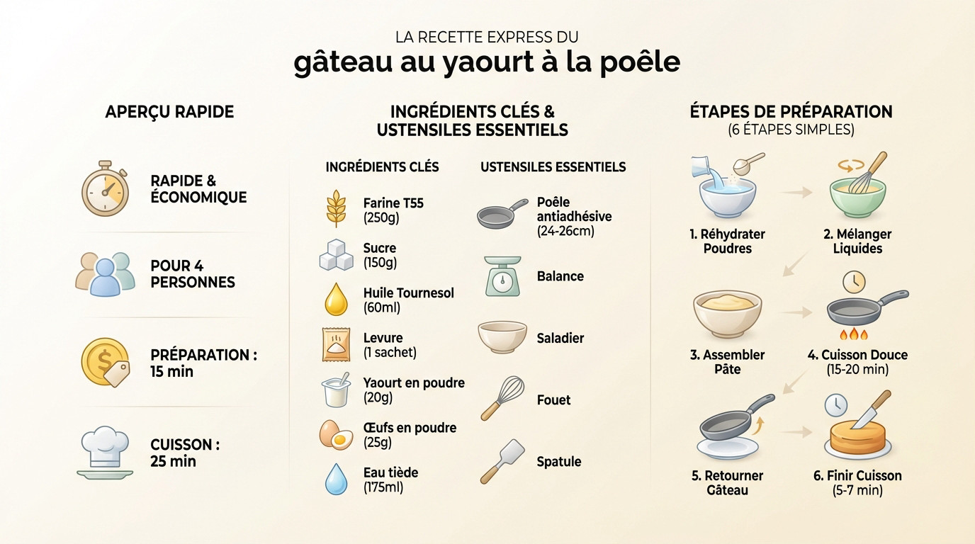 Gâteau au yaourt moelleux et doré cuit à la poêle