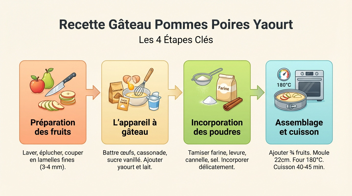 Gâteau moelleux aux pommes et poires au yaourt, texture légère et dorée