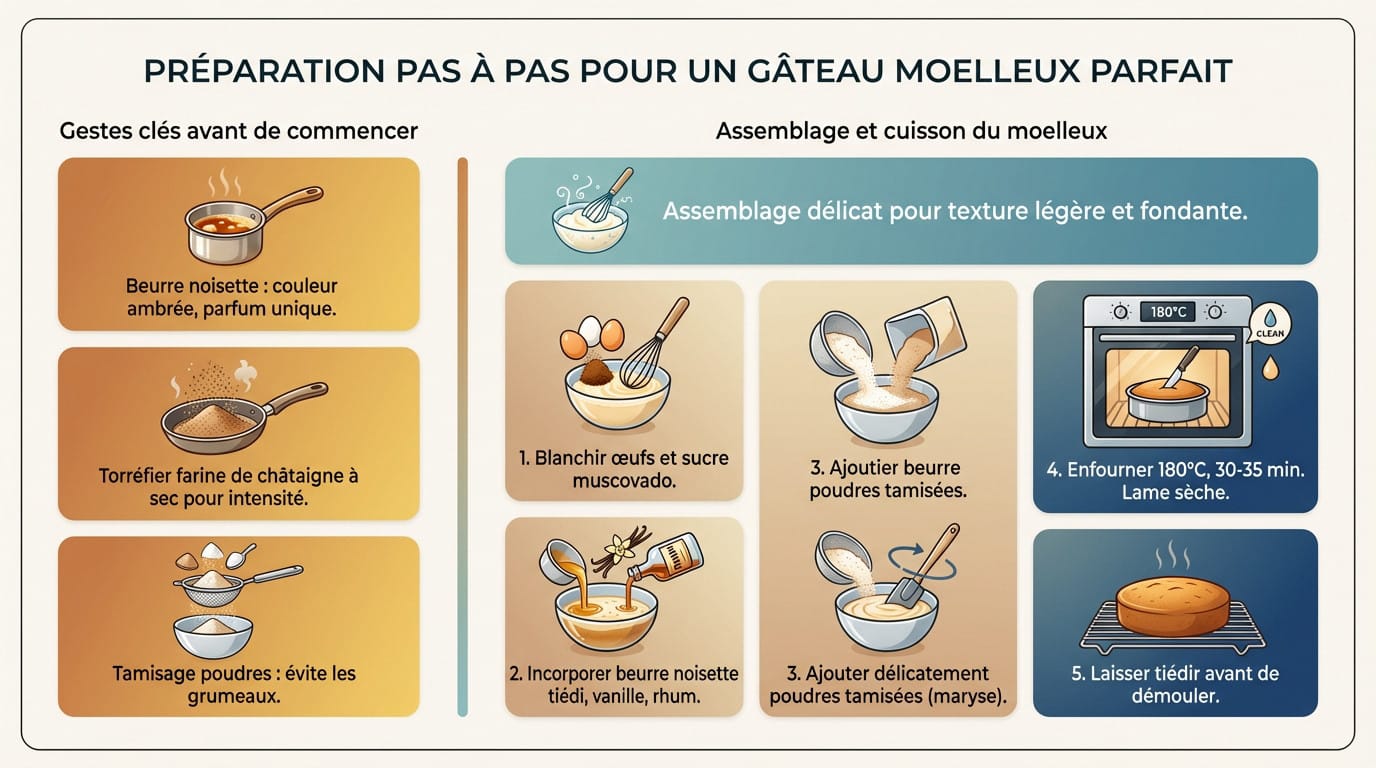 Préparation de la pâte à gâteau moelleux à la châtaigne