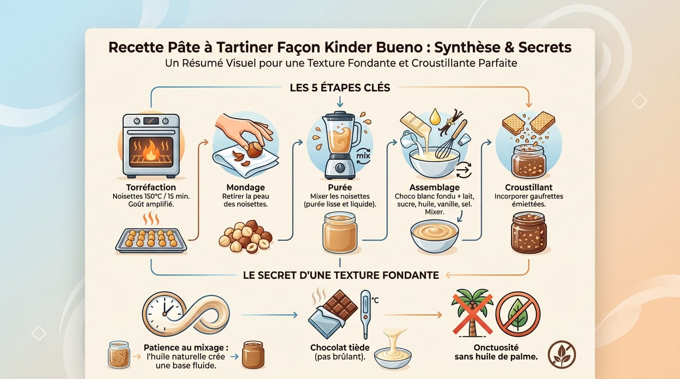 Pâte à tartiner maison onctueuse noisette et chocolat blanc dans un pot en verre