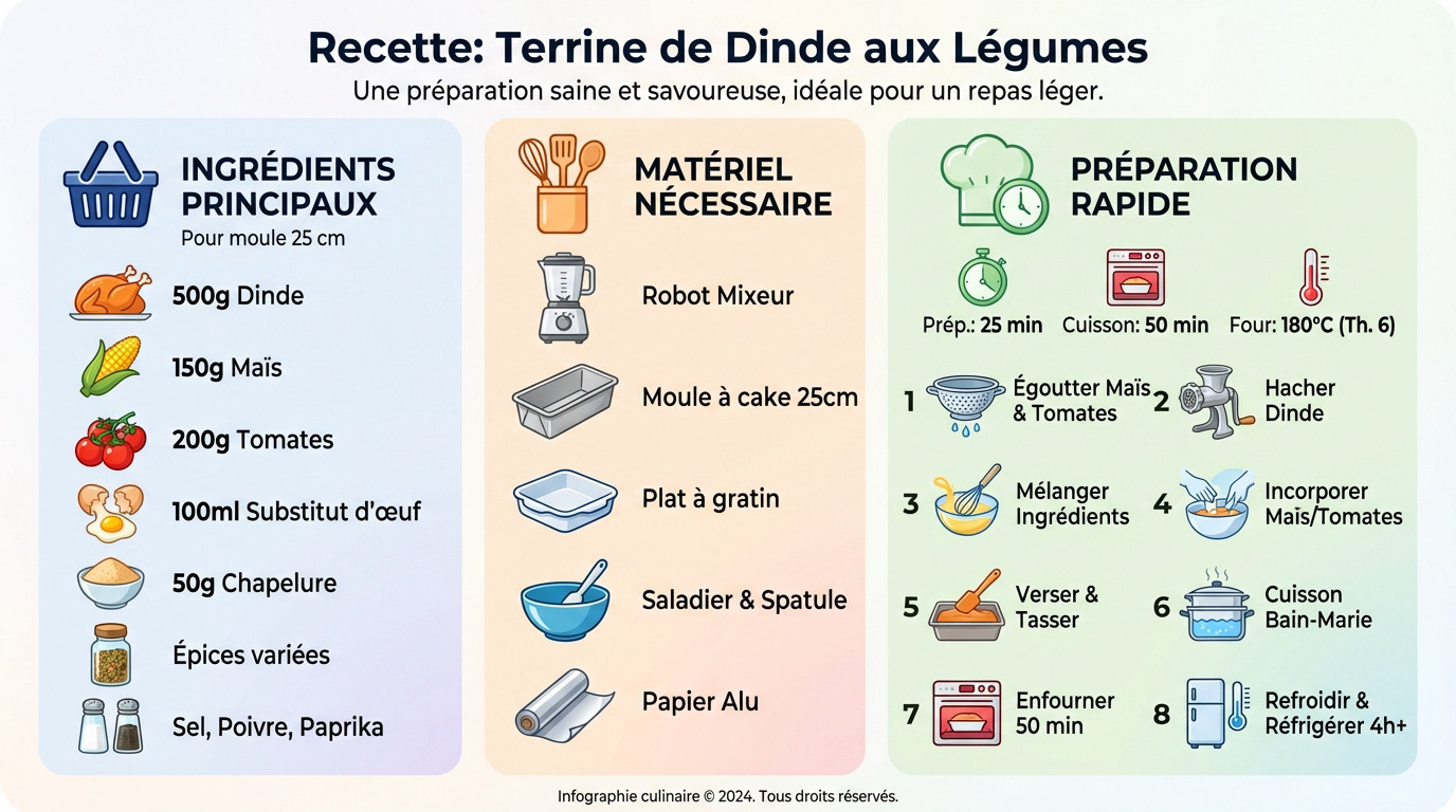 Tranche de terrine de dinde au maïs et aux tomates servie sur assiette
