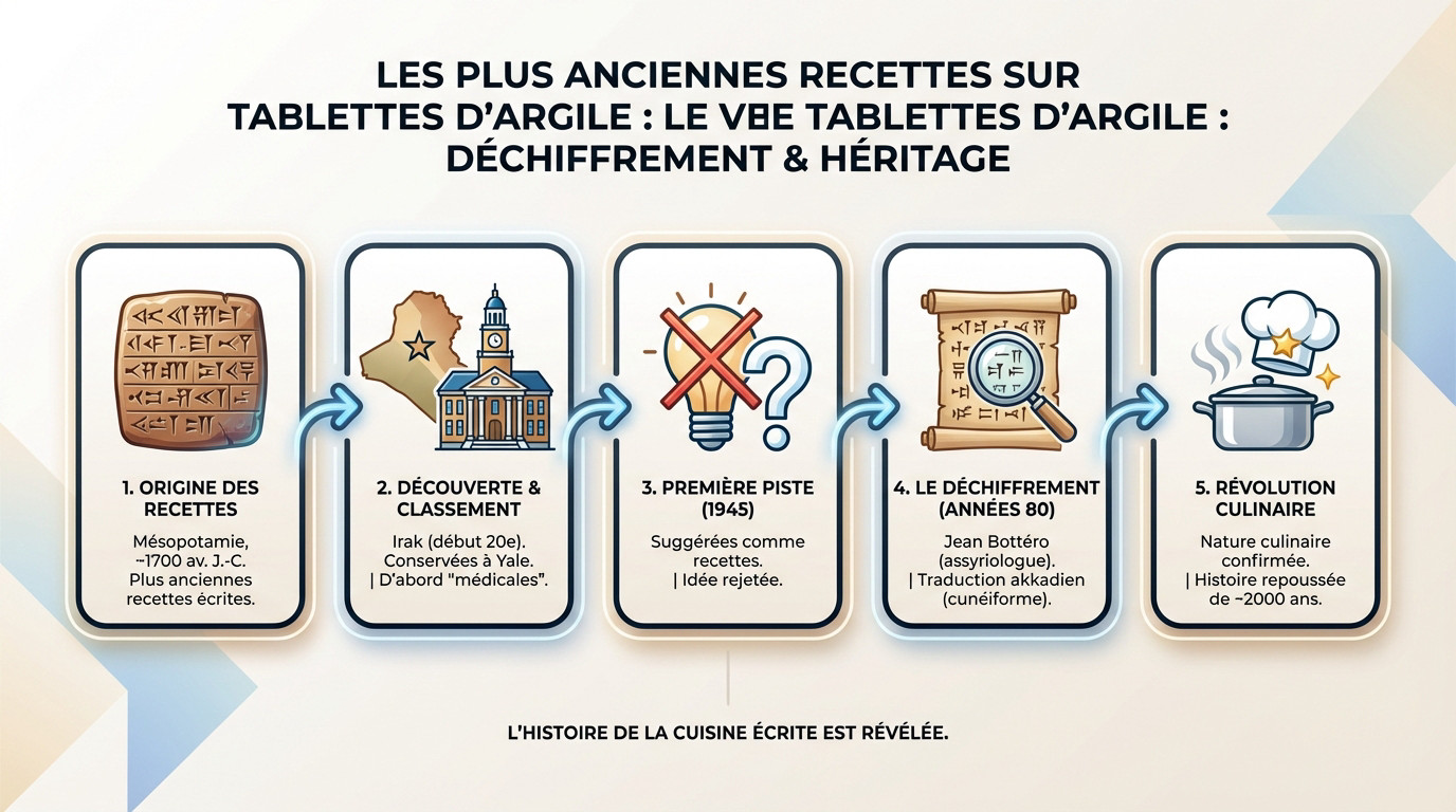 Tablettes d'argile mésopotamiennes gravées en écriture cunéiforme contenant les plus anciennes recettes