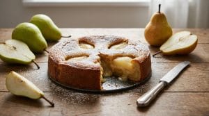 Fondant aux poires moelleux avec sirop, dessert familial classique