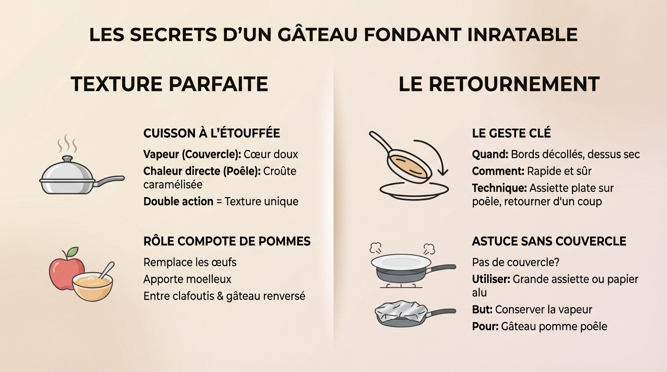 Gâteau aux pommes caramélisé et fondant cuit à la poêle