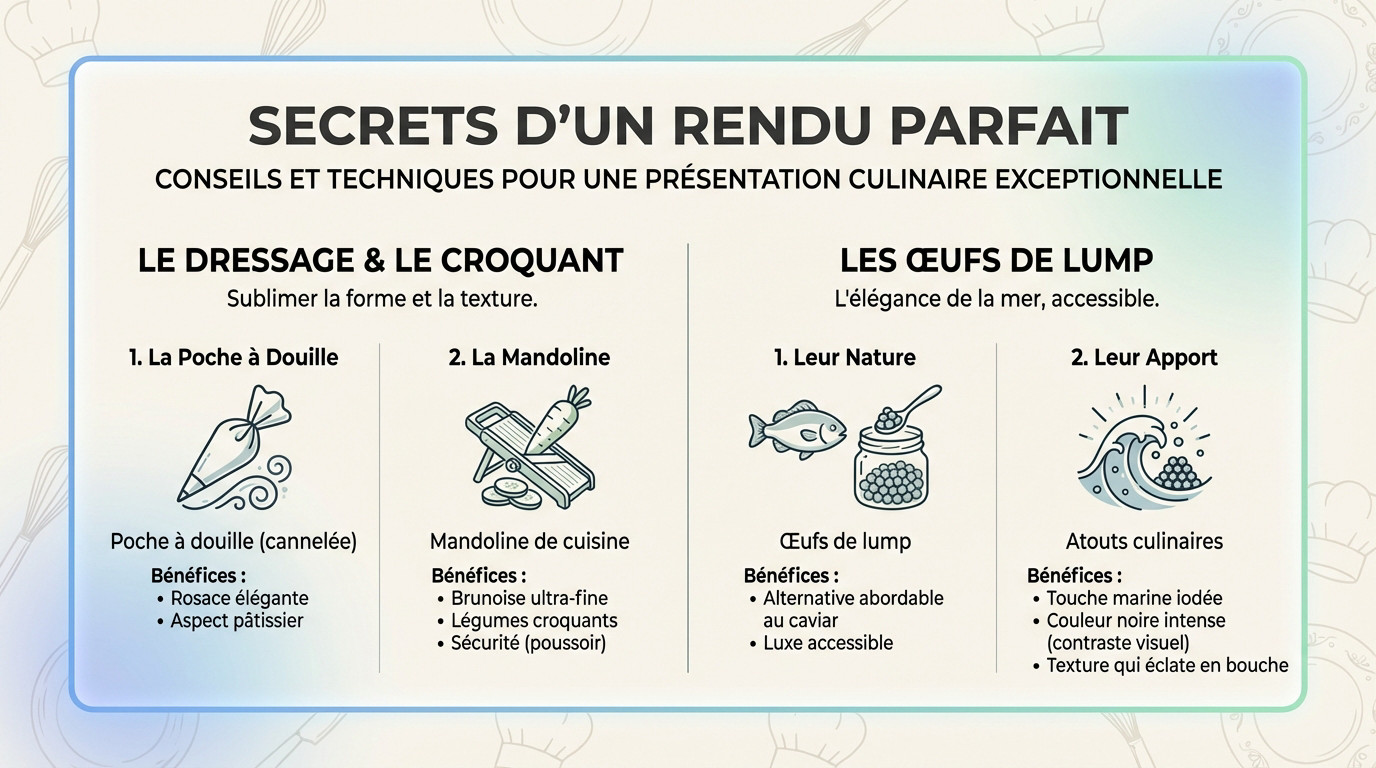 Dressage à la poche à douille d'une bouchée apéritive aux œufs de lump