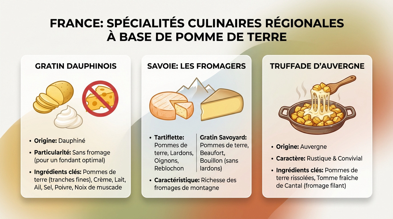 Gratins traditionnels français à la pomme de terre : dauphinois, tartiflette et truffade