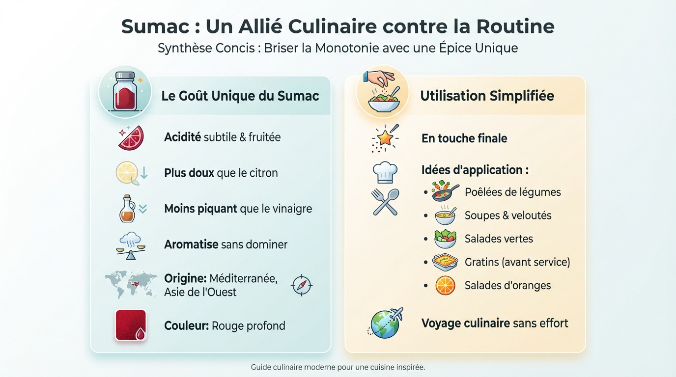 Cuillère en bois remplie de sumac en poudre rouge profond, prêt à être saupoudré sur un plat