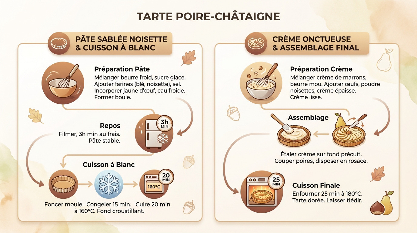 Tarte poire châtaigne noisette dorée et gourmande