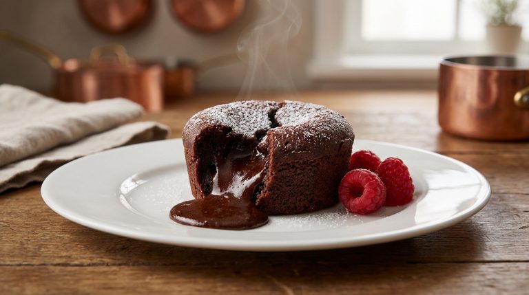 Fondant chocolat cœur coulant préparé au micro-ondes en 5 minutes, dessert gourmand