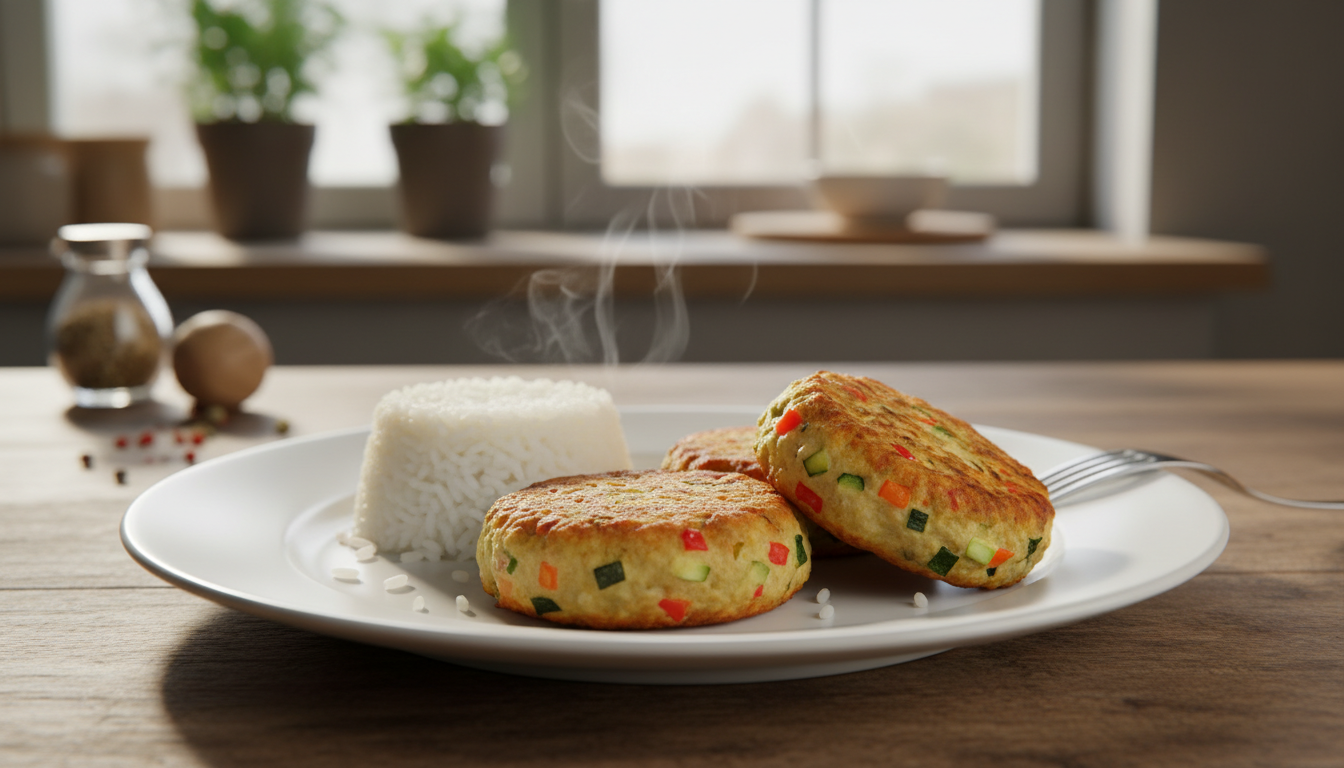 découvrez des bouchées dorées aux légumes prêtes en 10 minutes, utilisant du riz restant. moelleuses, légères et savoureuses, parfaites pour un repas rapide et délicieux.