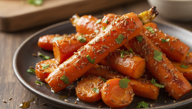 découvrez la recette savoureuse des carottes rôties au miel et cumin, un plat végétal exquis qui surprend par ses saveurs riches et réveille vos papilles, rivalisant avec la viande.