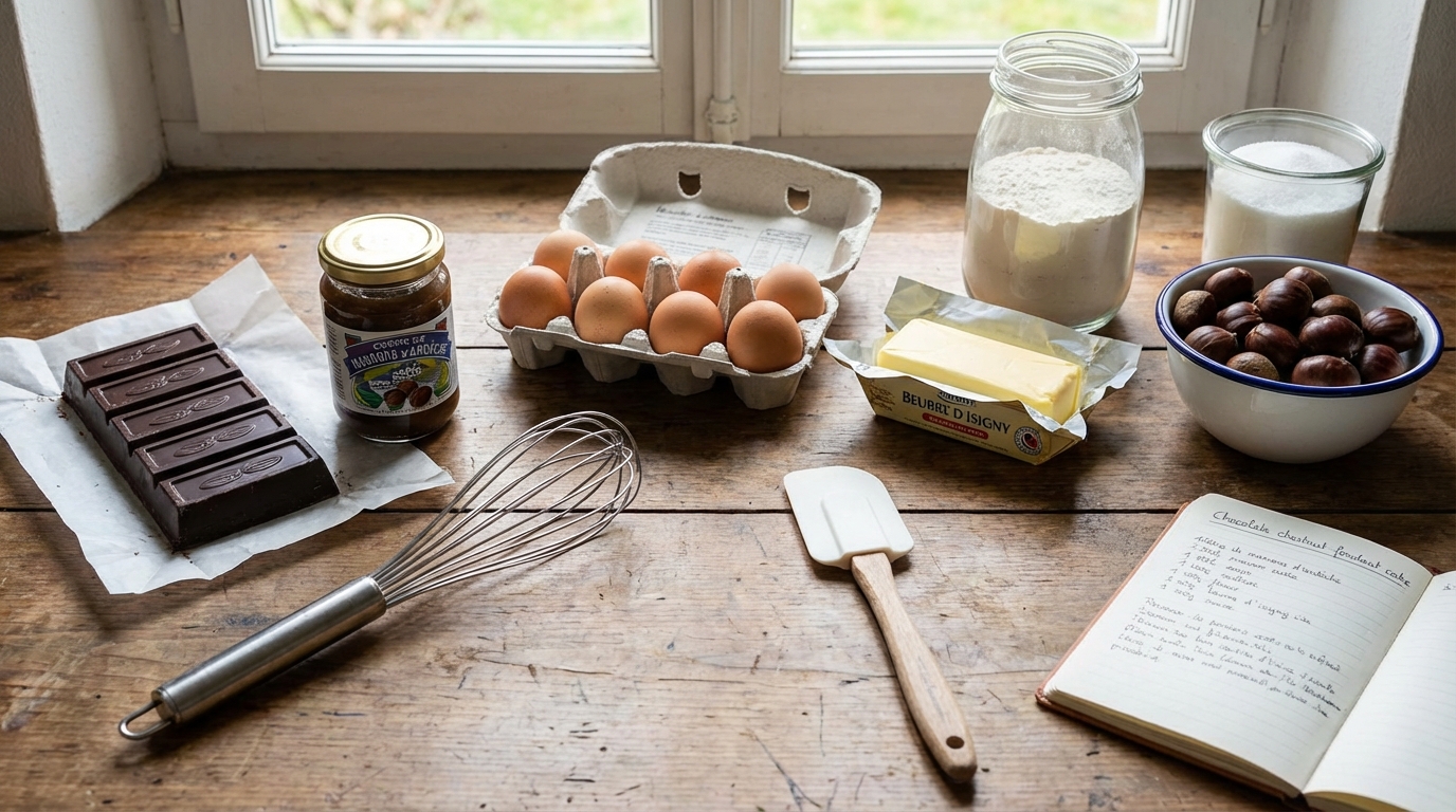 découvrez ce gâteau chocolat-marron fondant, une douceur irrésistible qui ravira tous les amateurs de saveurs riches et gourmandes.