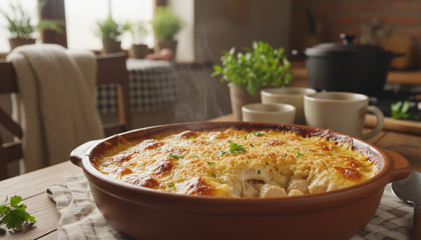découvrez ce gratin savoureux au blanc de poulet et crème, un plat réconfortant qui rappelle les recettes de grand-mère, parfait pour les soirées d’hiver au chaud.