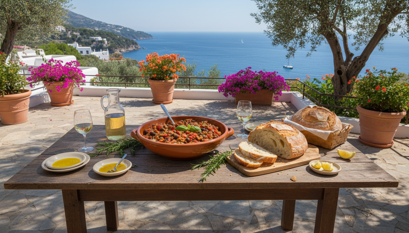 découvrez notre recette maison de caponata sicilienne, un délicieux mélange de légumes colorés et savoureux qui évoque le soleil et les vacances méditerranéennes.
