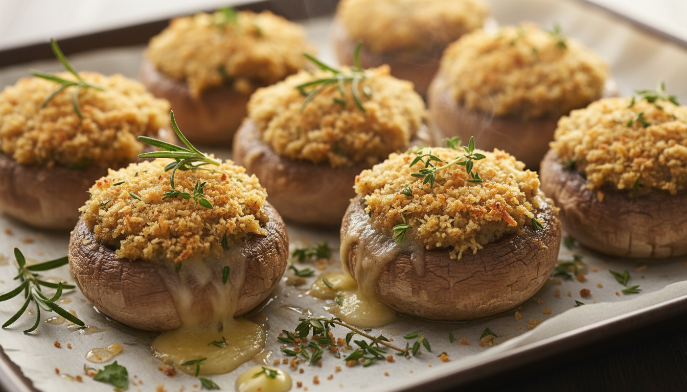 découvrez notre recette facile de champignons gratinés à l’ail et aux fines herbes, un apéro chaud, fondant et croustillant à savourer tout droit sorti du four.