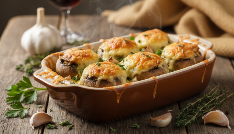découvrez notre recette facile de champignons gratinés à l’ail et aux fines herbes, un apéro chaud, fondant et croustillant à déguster tout droit sorti du four.