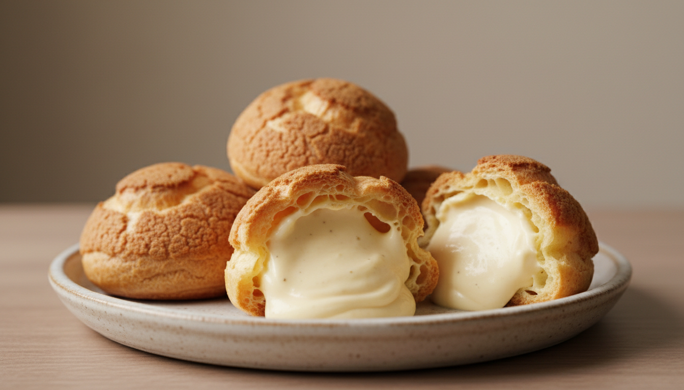 découvrez nos choux à la vanille, croquants à l'extérieur et fondants à l'intérieur, pour une dégustation gourmande qui fond délicieusement en bouche.