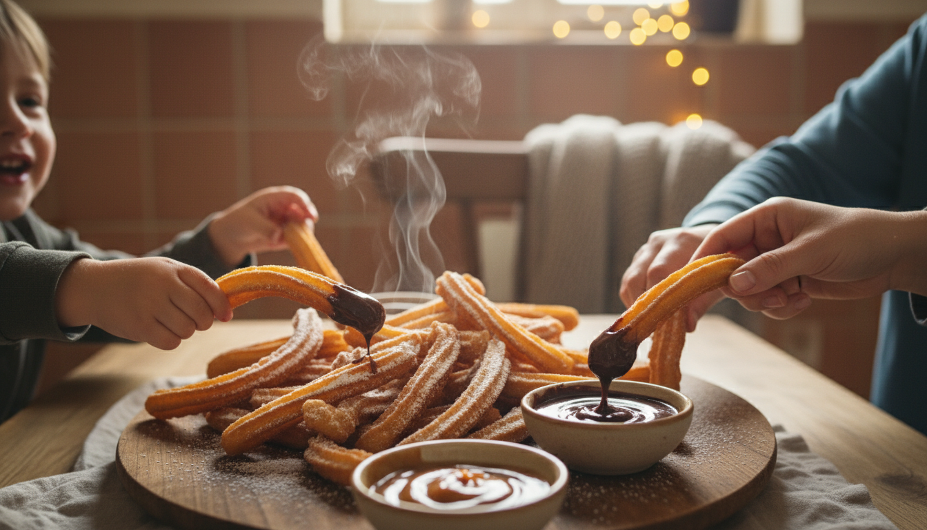 découvrez nos churros maison fumants, le goûter convivial parfait pour régaler petits et grands avec une douceur croustillante et savoureuse.
