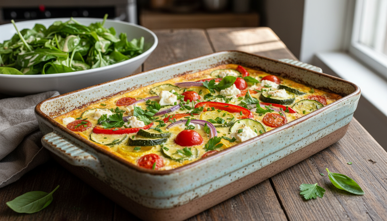 découvrez une recette délicieuse de clafoutis salé aux légumes frais et au fromage de chèvre crémeux, parfaite pour un repas sain et gourmand.