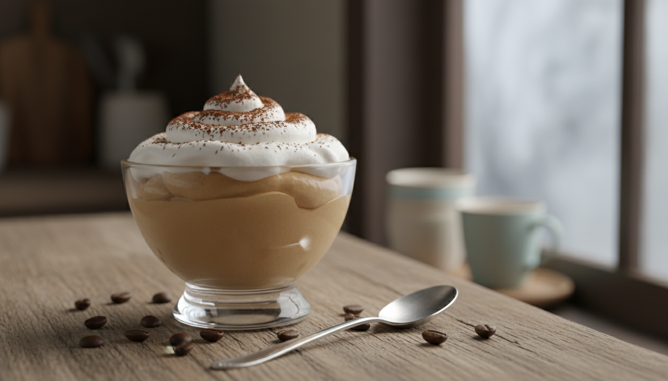 savourez une crème dessert au café, une douceur hivernale facile et rapide à préparer en moins de 15 minutes, parfaite pour réchauffer vos journées.