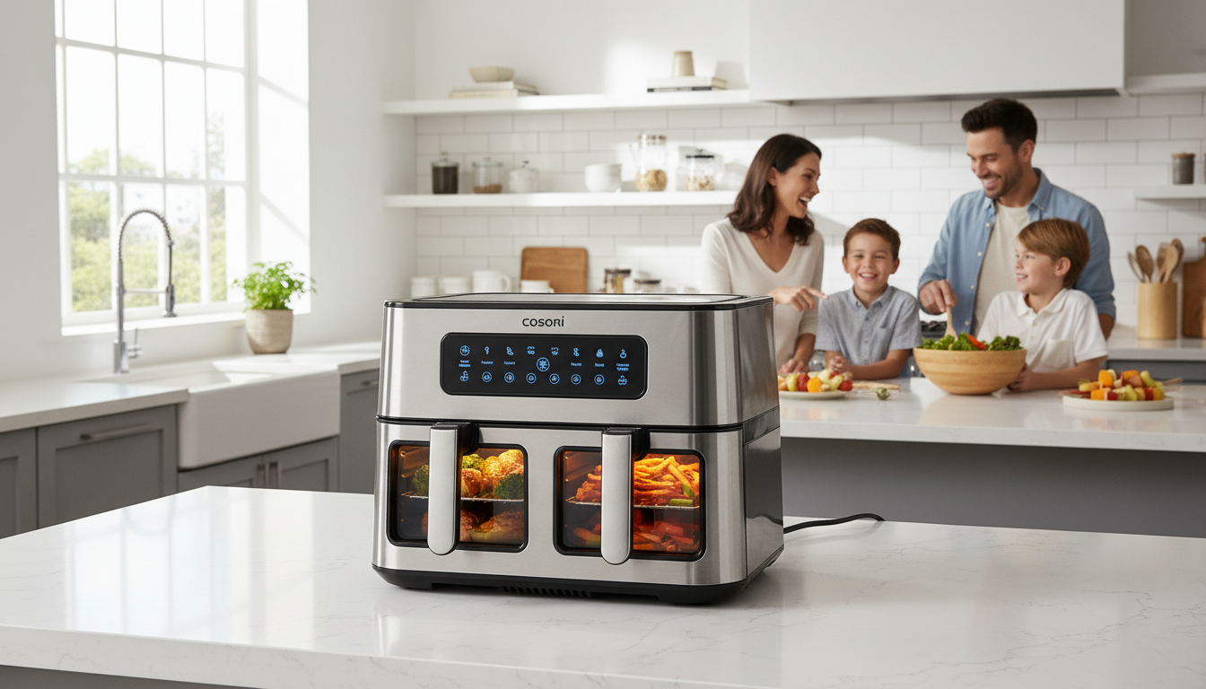 découvrez la friteuse sans huile cosori air fryer twinfry 10l, alliant une grande capacité, une puissance optimale et un contrôle intelligent pour une cuisson saine et savoureuse.