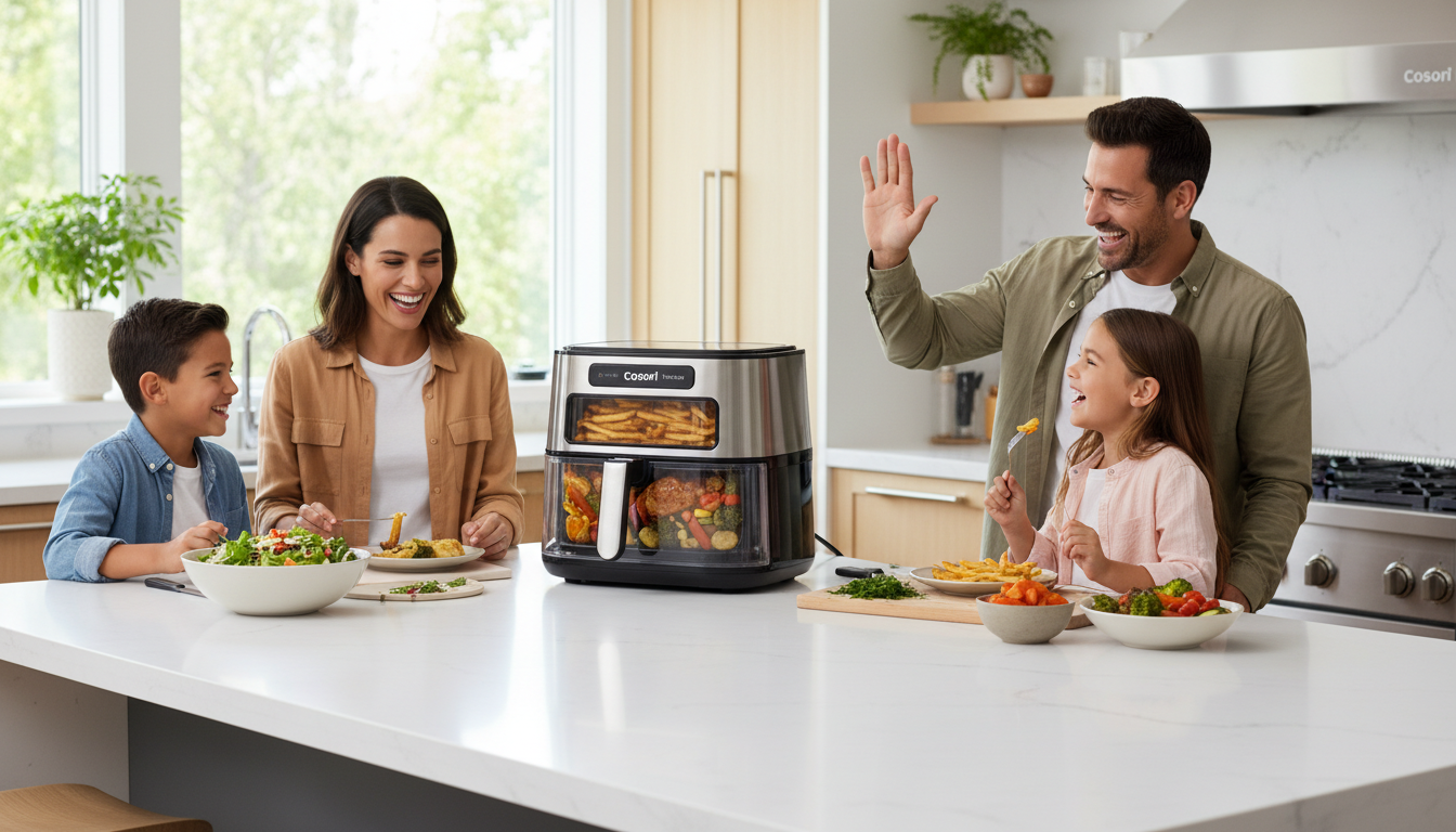 découvrez la friteuse sans huile cosori air fryer twinfry 10l, alliant puissance et contrôle intelligent pour une cuisson saine et savoureuse. profitez d'une cuisine légère et rapide grâce à ses fonctionnalités innovantes.