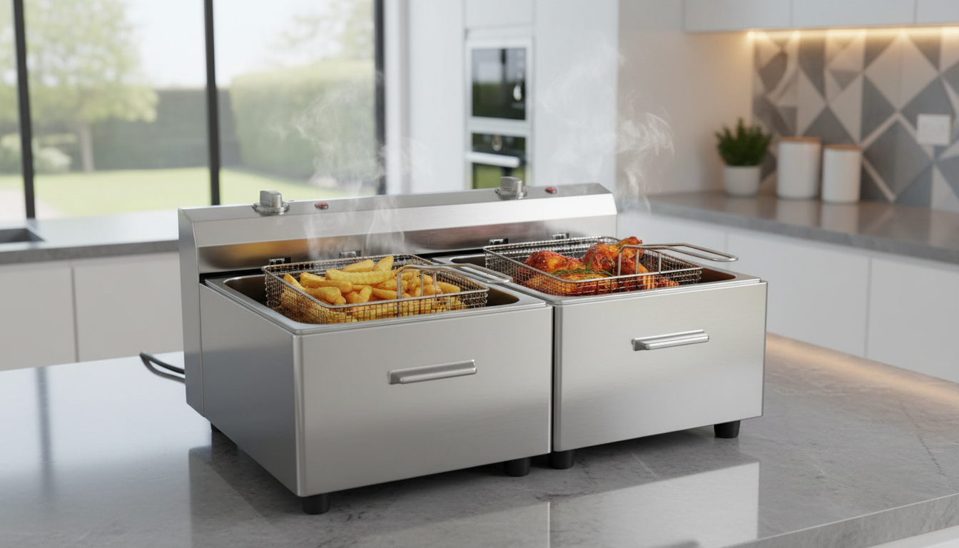 découvrez la friteuse xxl 12l à double compartiment pour cuire deux plats en même temps efficacement. gagnez du temps et préparez des repas délicieux avec facilité.
