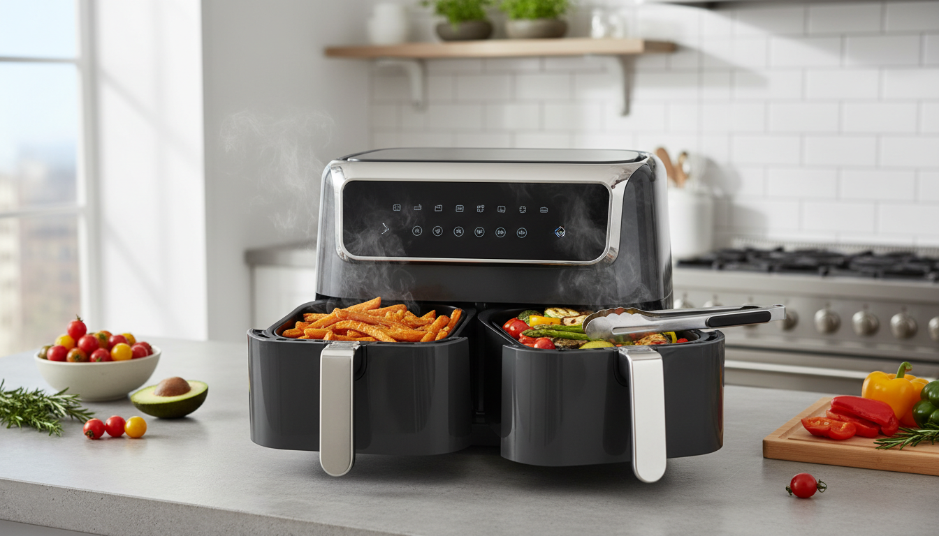 découvrez la friteuse sans huile oqcsuat 10l avec double compartiment, alliant puissance et capacité pour une cuisson saine, rapide et efficace de vos plats favoris.