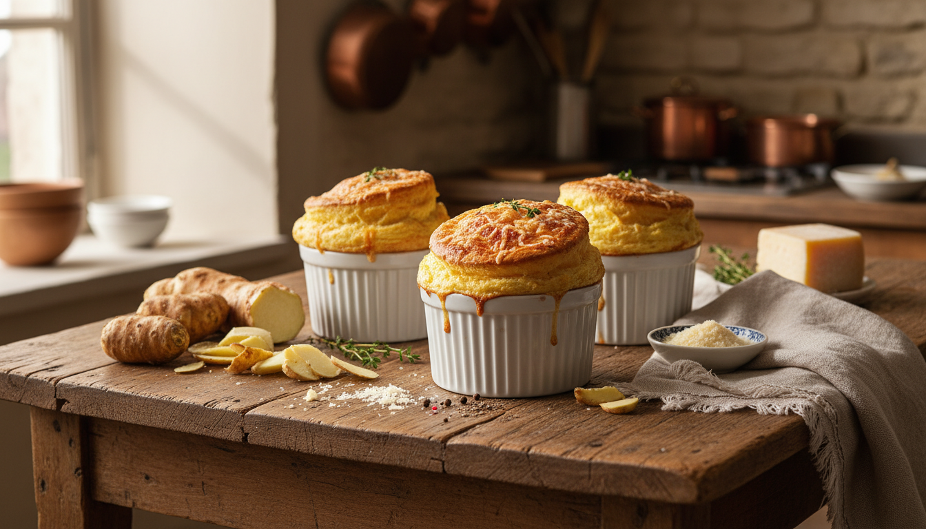 découvrez une recette gourmande et légère de soufflé au fromage bleu et topinambour, un délice aérien qui ravira vos papilles avec ses saveurs uniques.