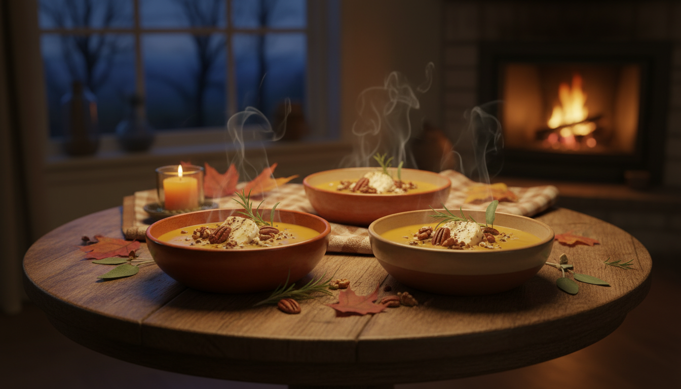 découvrez notre recette simple et savoureuse de soupe de potimarron au fromage de chèvre fondant, parfaite pour réchauffer vos soirées d'automne.