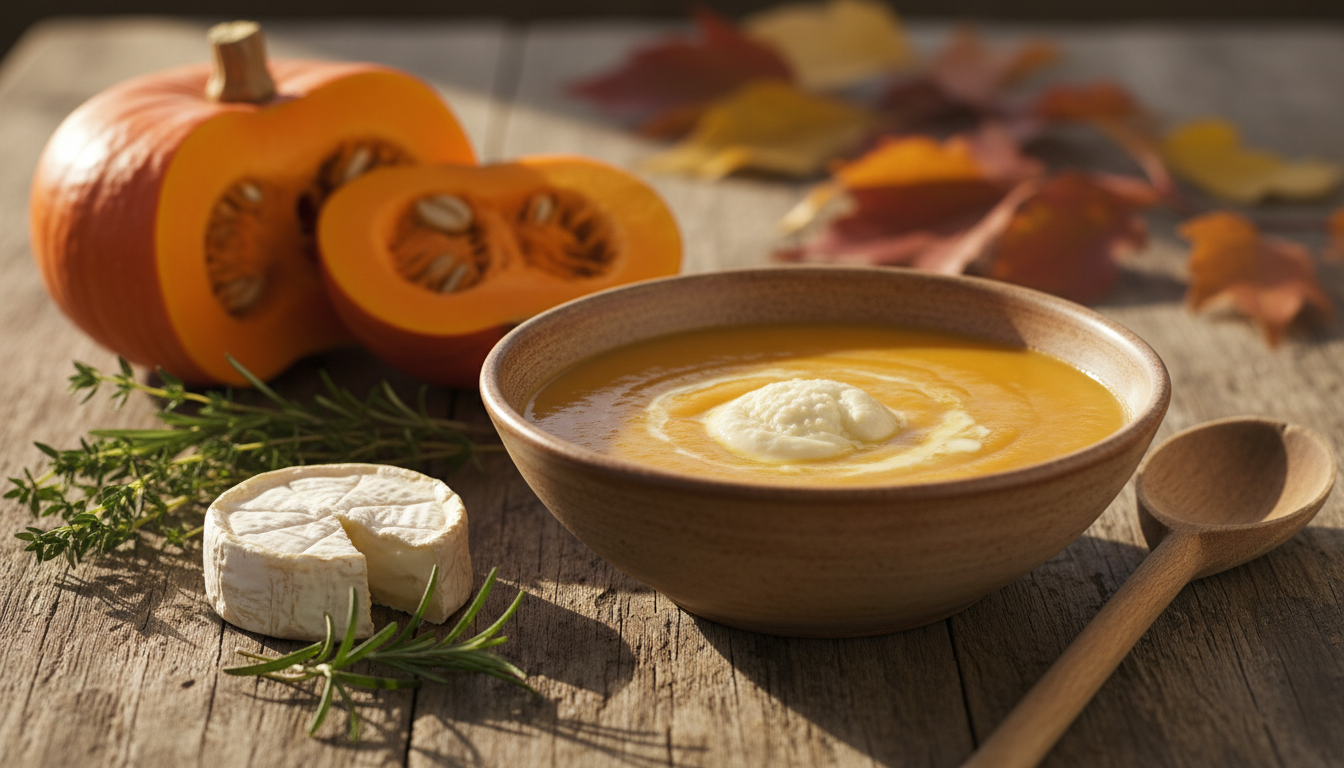 découvrez notre recette facile de soupe de potimarron au fromage de chèvre fondant, parfaite pour savourer les saveurs chaleureuses de l'automne en toute simplicité.