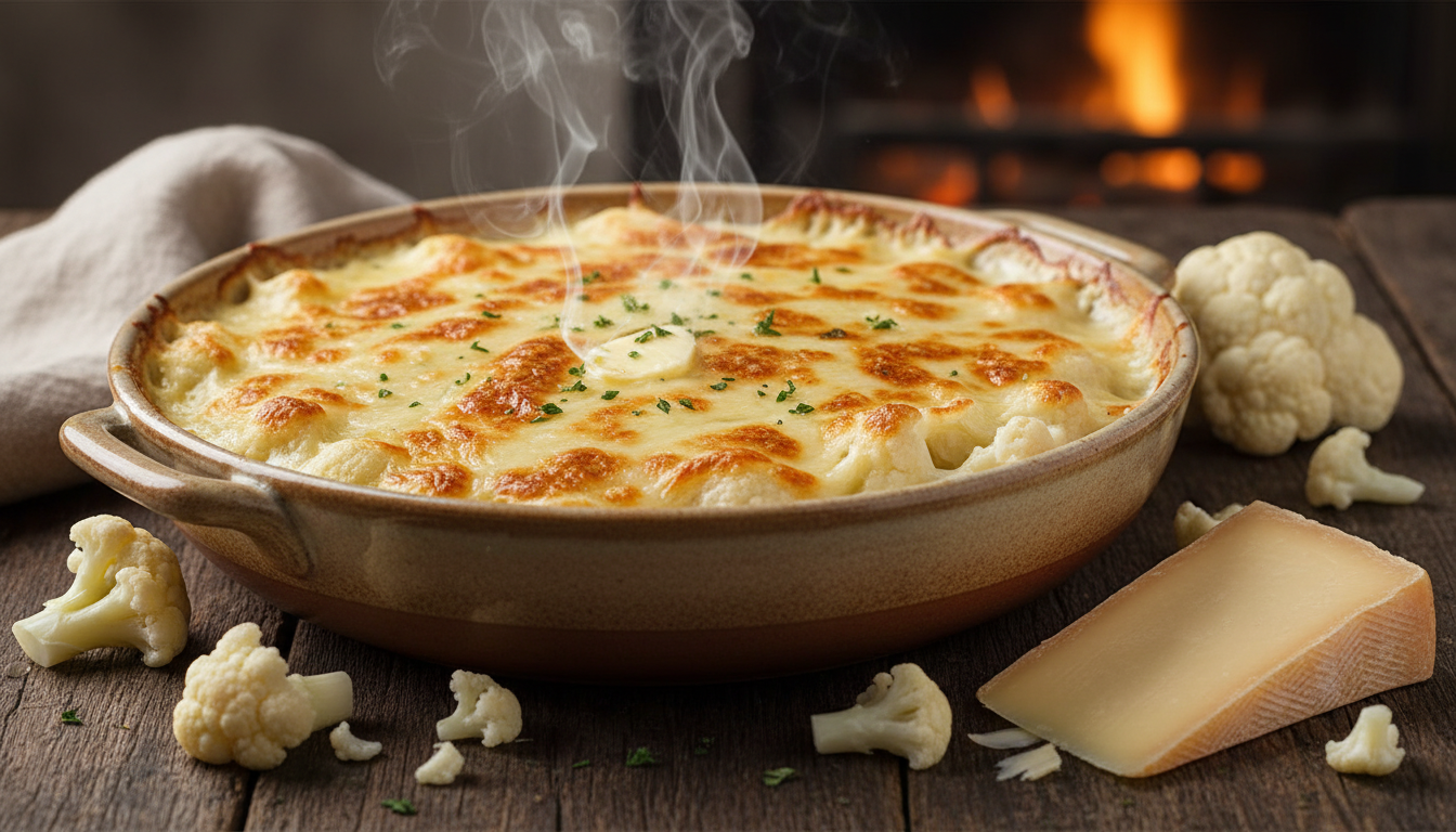 découvrez notre recette gourmande de gratin de chou-fleur au fromage à raclette, un délice fondant parfait pour régaler toute la famille.