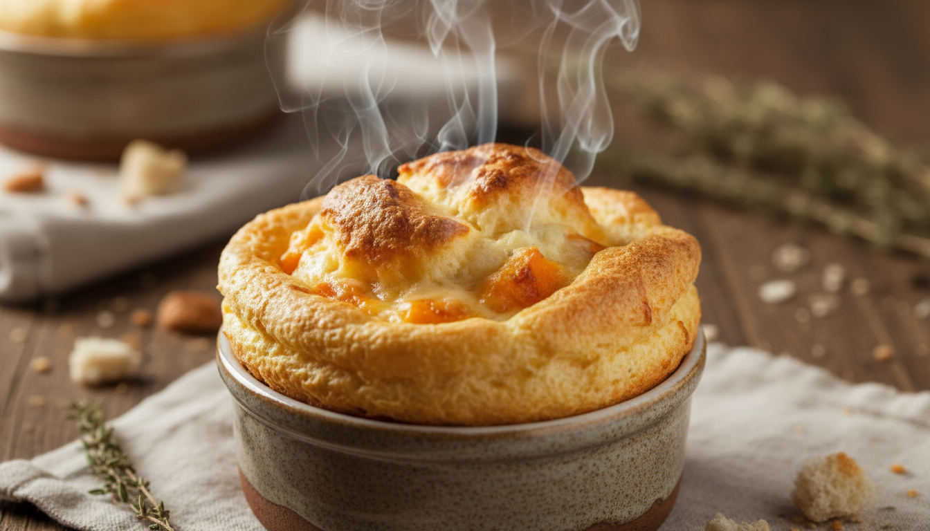 découvrez notre soufflé savoureux au fromage et à la courge, un délice fondant parfait pour vos repas gourmands et réconfortants.