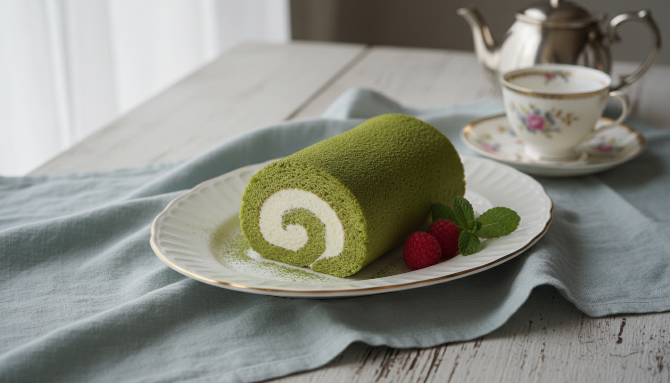 découvrez nos roulés moelleux au thé vert matcha, garnis d'une crème onctueuse à la vanille, pour un délice léger et savoureux.