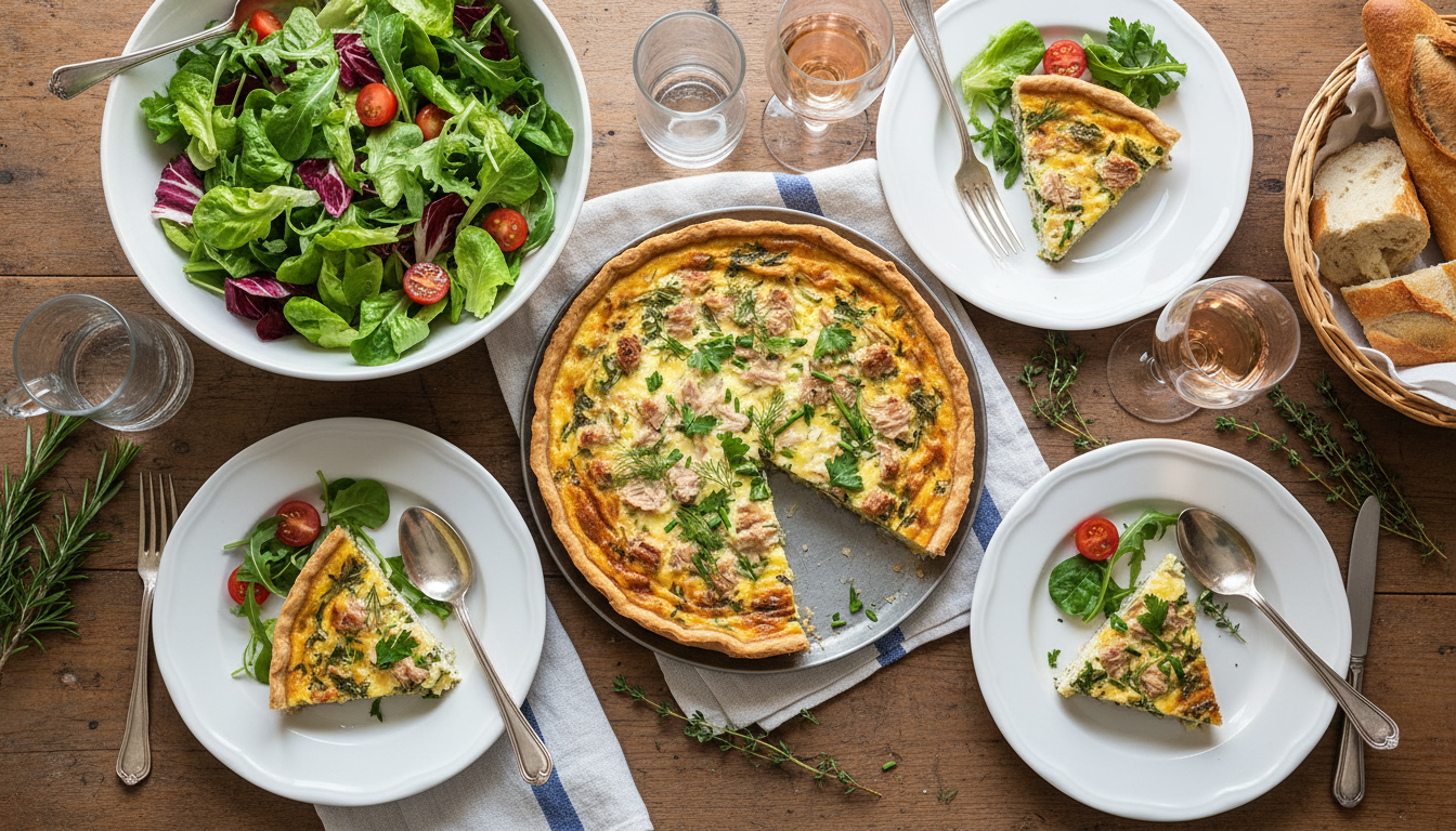 découvrez une délicieuse quiche légère au thon, agrémentée d'herbes fraîches pour un goût savoureux et équilibré. parfaite pour un repas sain et gourmand.