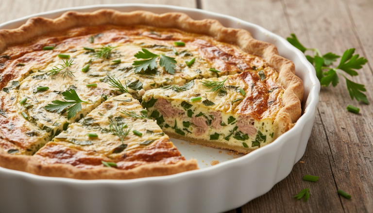 découvrez notre recette de quiche légère au thon, délicatement parfumée aux herbes fraîches pour un plat savoureux et sain, parfait pour toutes les occasions.