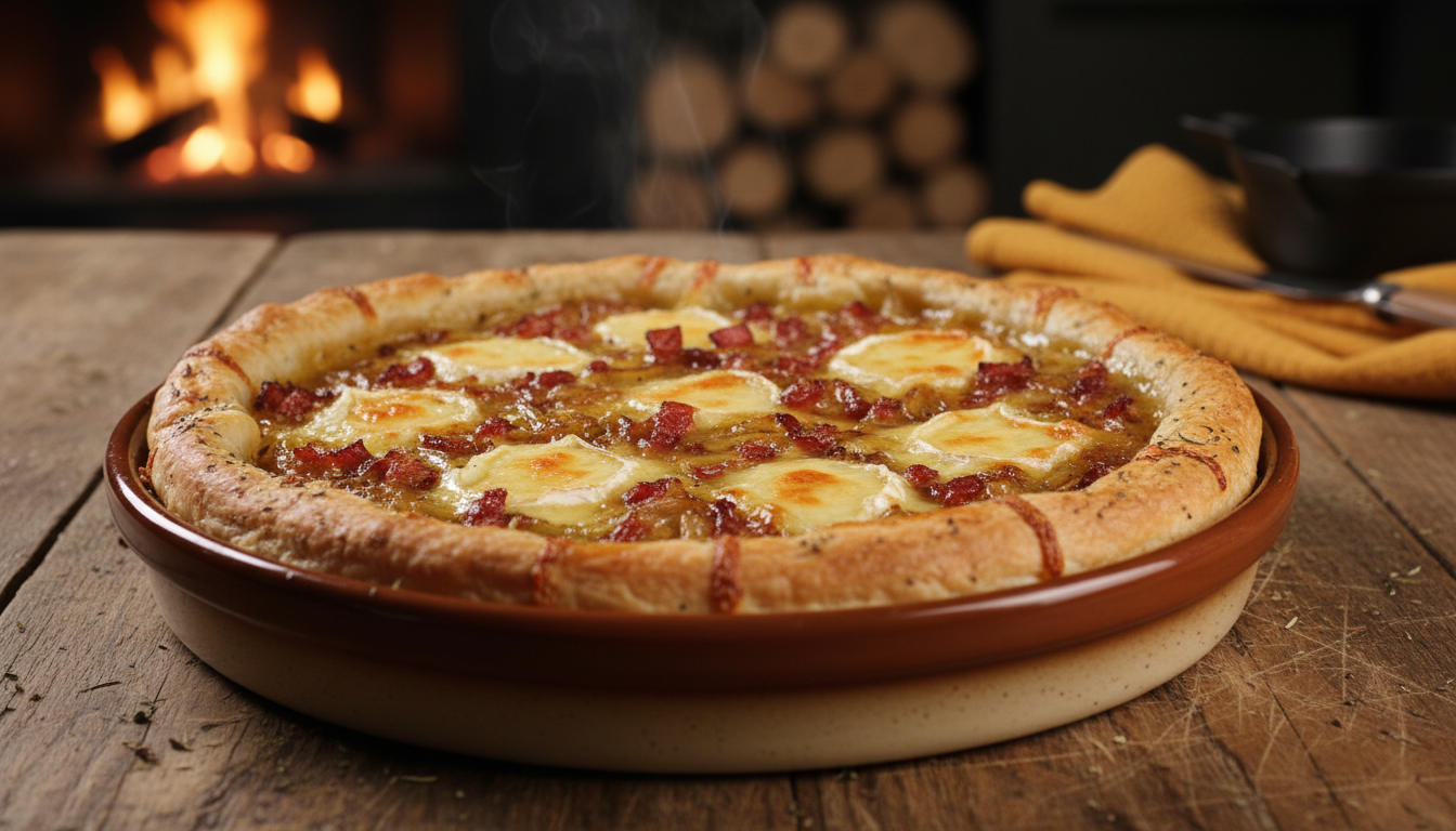 découvrez notre recette gourmande de tarte au fromage à raclette et lardons fumés, une délicieuse préparation facile à réaliser pour un repas savoureux et réconfortant.