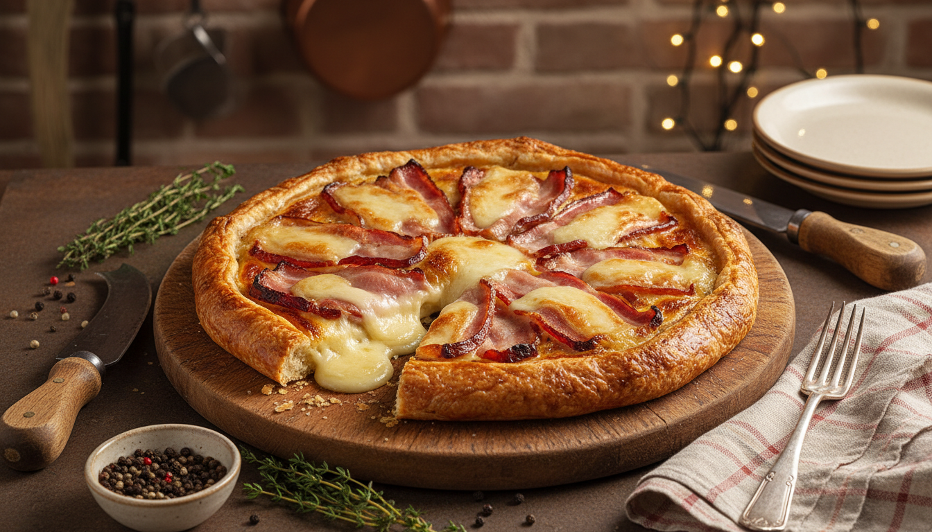 découvrez la recette gourmande de la tarte au fromage à raclette et lardons fumés, une délicieuse préparation à savourer en famille ou entre amis pour un moment convivial.