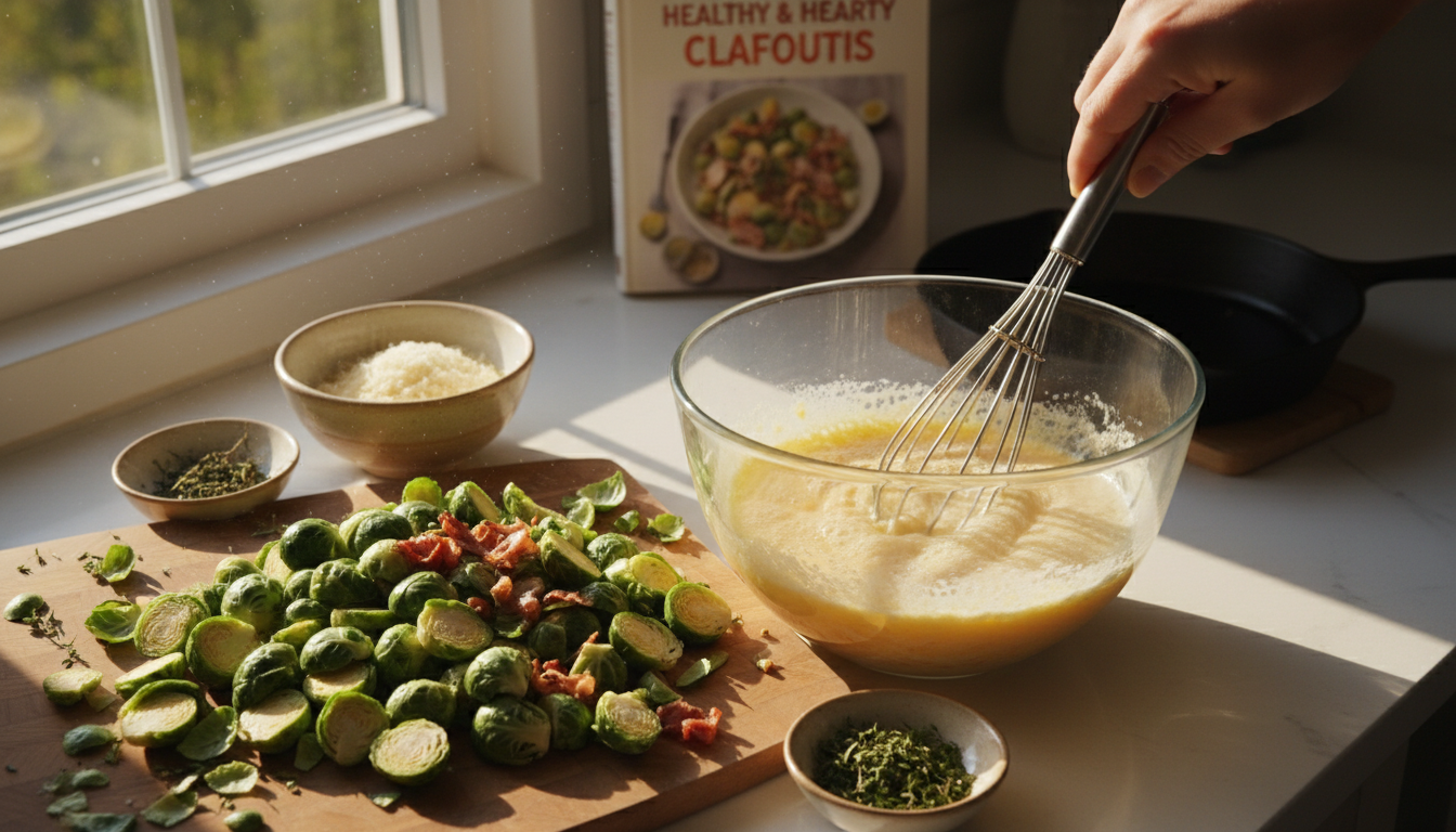 découvrez notre recette saine et gourmande de clafoutis léger aux choux de bruxelles, un plat délicieux qui allie saveurs et légèreté pour régaler vos papilles.