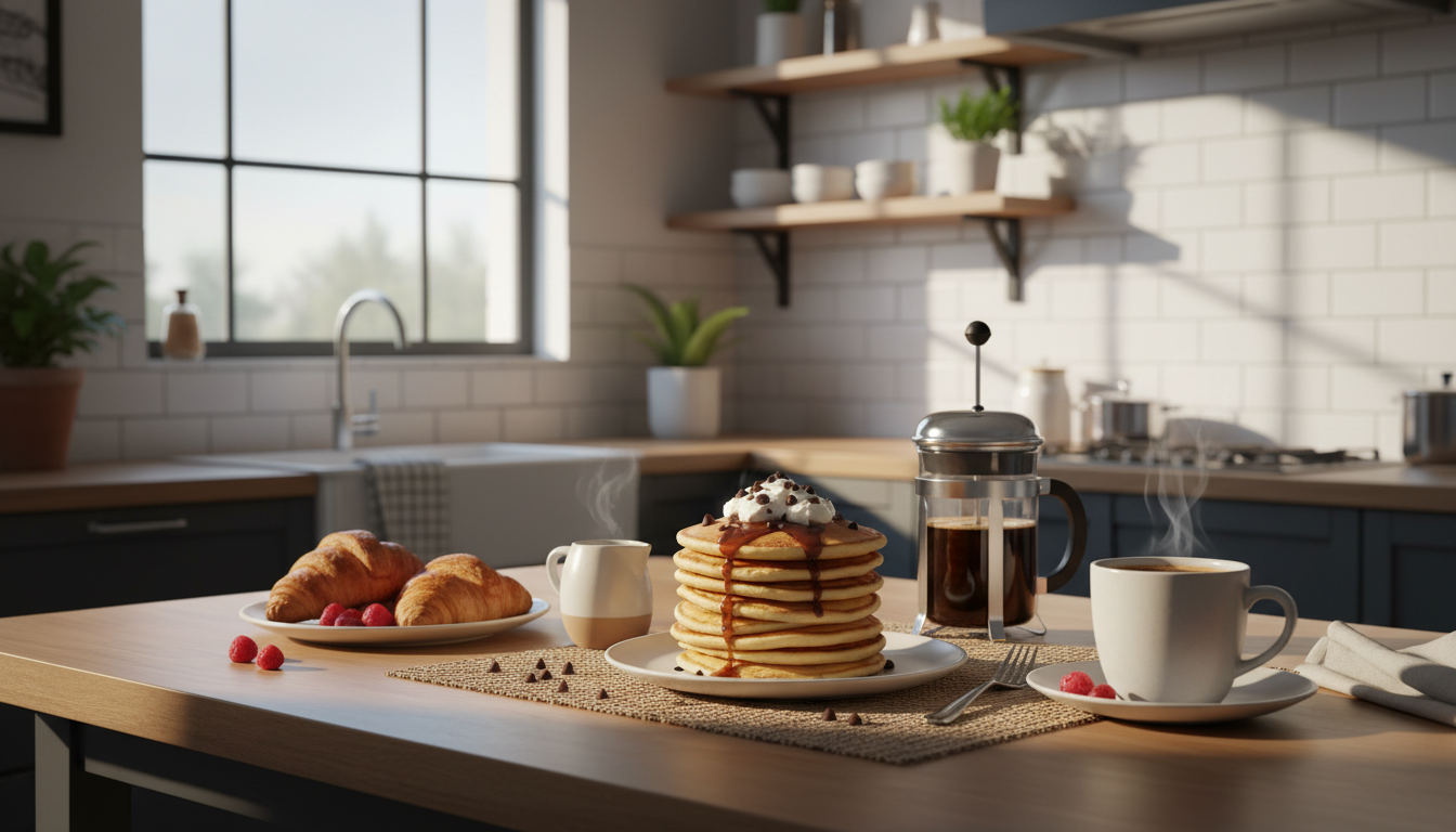 découvrez la recette ultime de pancakes moelleux à la crème de fromage frais et éclats de chocolat, pour un petit-déjeuner gourmand et irrésistible.