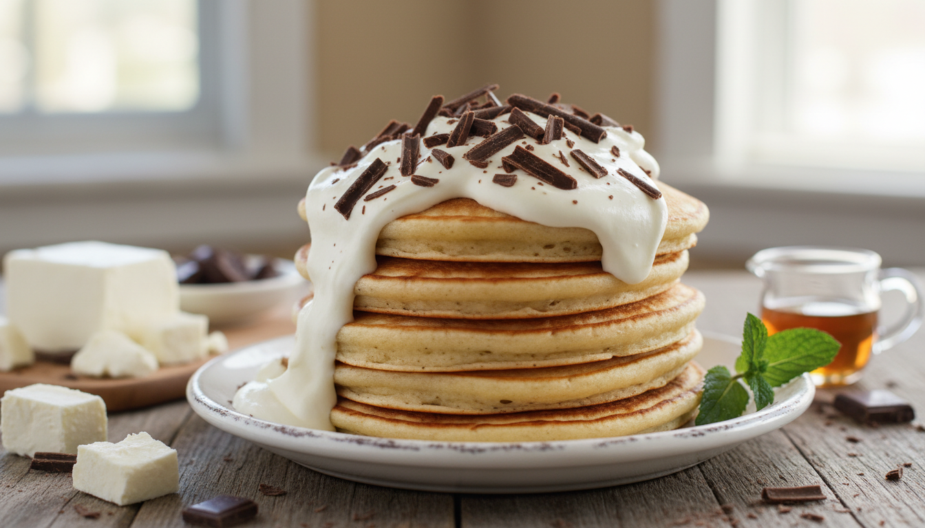 découvrez la recette ultime des pancakes moelleux à la crème de fromage frais et éclats de chocolat, parfaite pour un petit-déjeuner gourmand et délicieux.