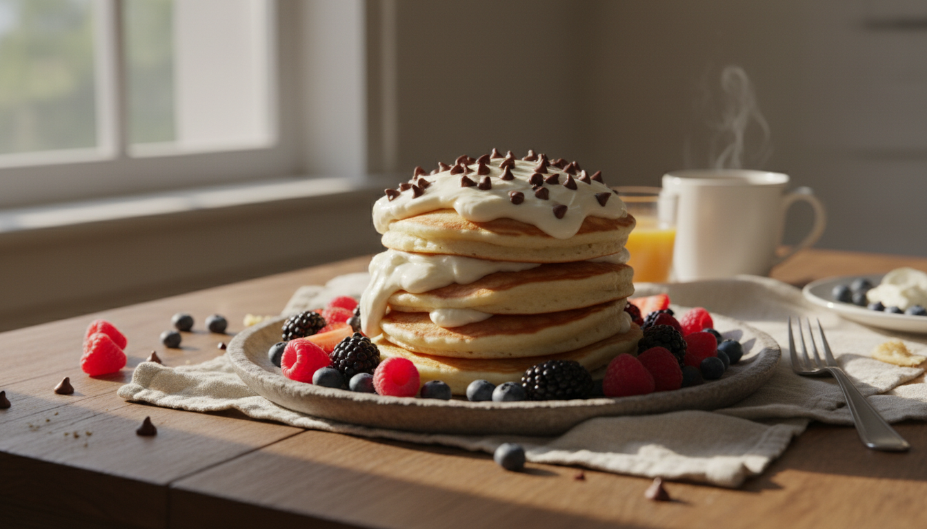 découvrez la recette ultime des pancakes moelleux à la crème de fromage frais et éclats de chocolat, parfaite pour régaler les gourmands à chaque bouchée.