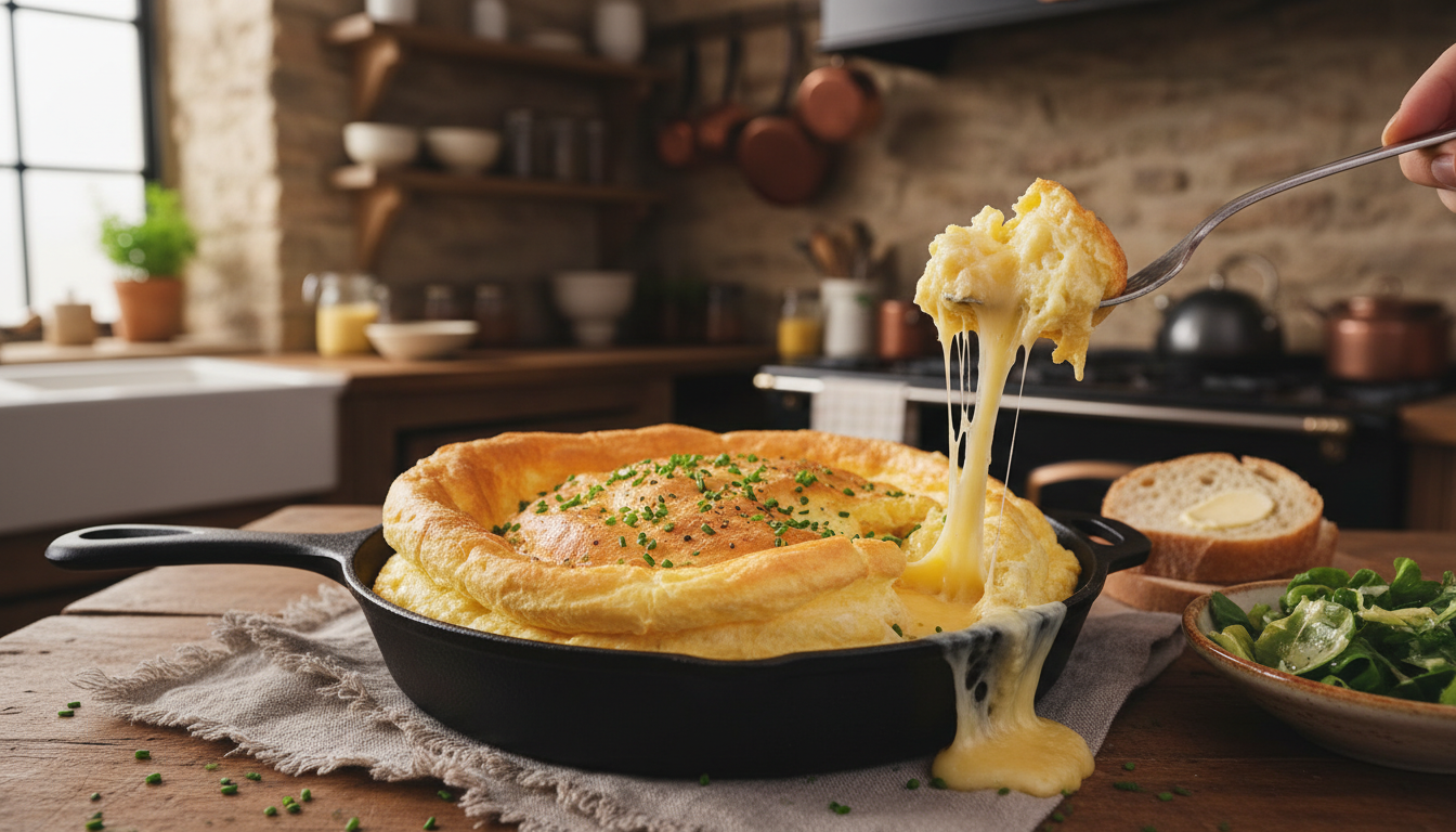 découvrez comment préparer une omelette soufflée au comté en seulement 15 minutes, un délicieux nuage fondant qui réunit toute la famille autour de la table.