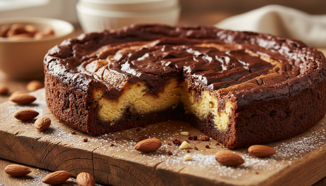 découvrez notre frangipane revisitée façon brownie, alliant une texture fondante à un goût d’amande irrésistible, pour le plaisir de tous les gourmands.