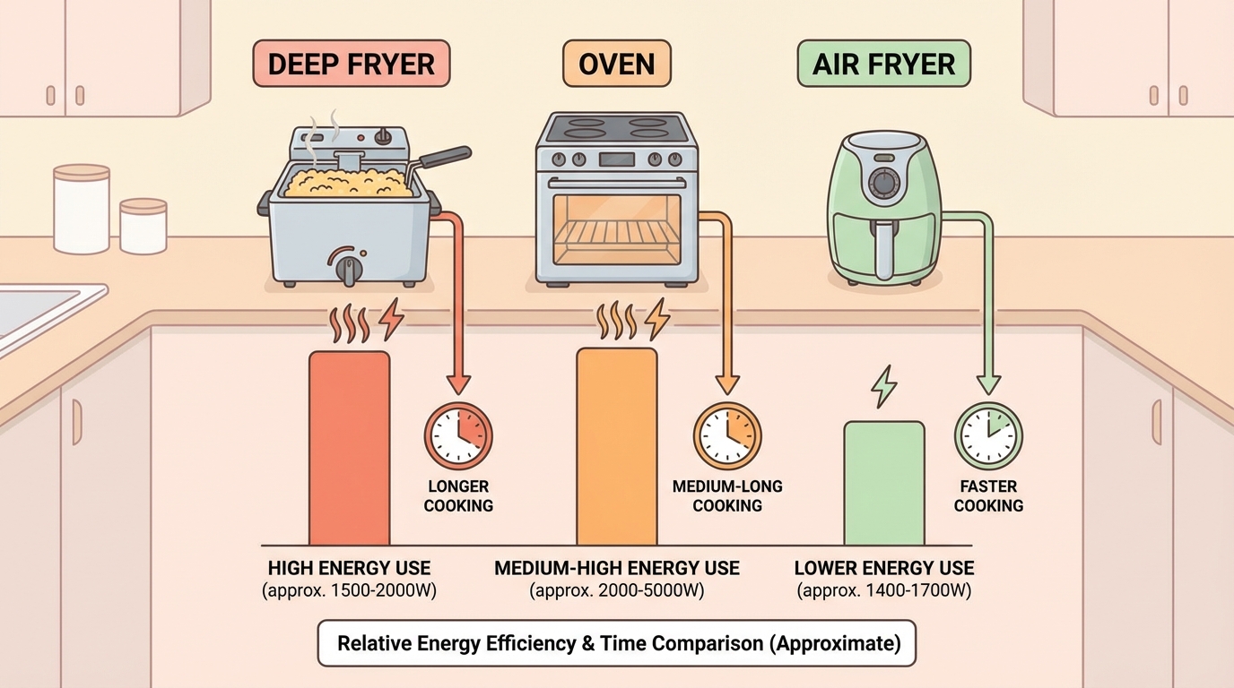 comparez la friteuse, le four et l'airfryer pour découvrir quel appareil est le plus économique et adapté à vos besoins en cuisine.