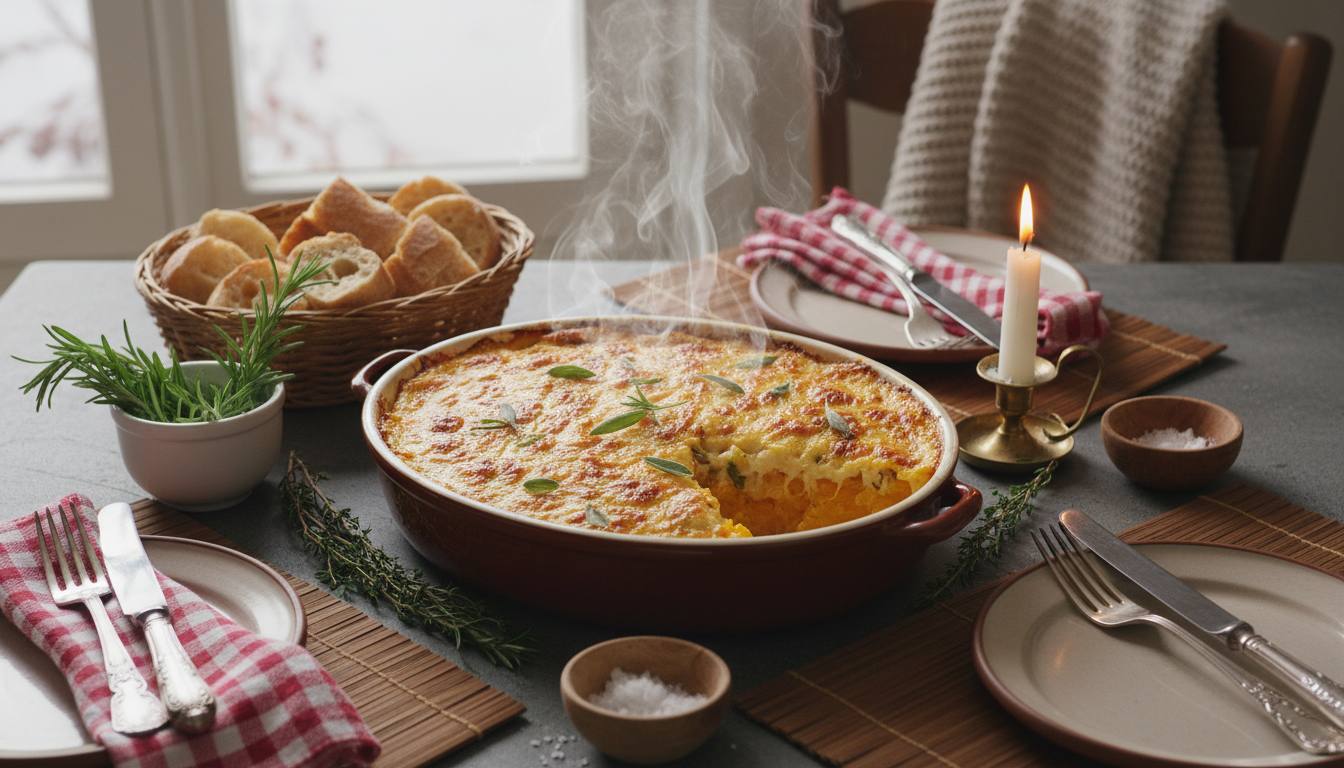 découvrez notre gratin de butternut au fromage frais, alliant douceur fondante, herbes fraîches et crème onctueuse, parfait pour réchauffer vos soirées d’hiver avec saveur et convivialité.