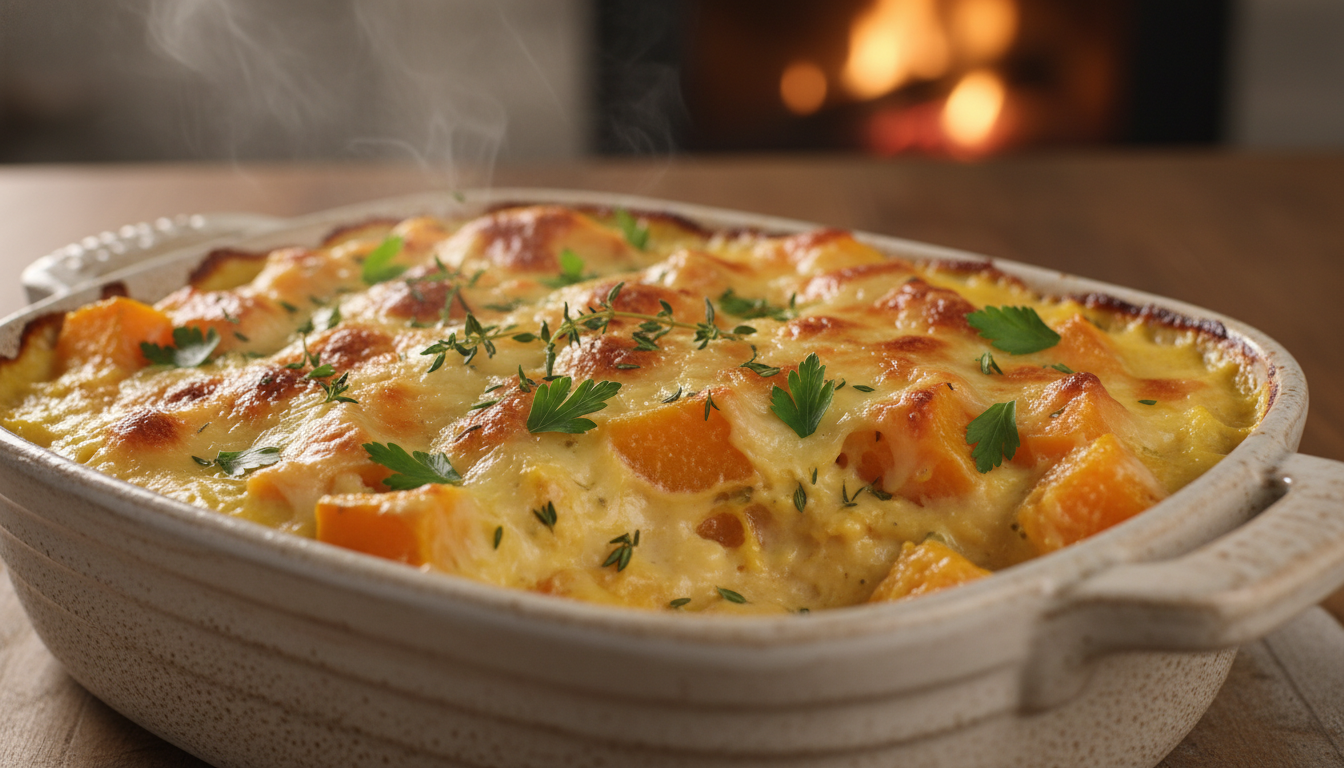 découvrez notre gratin de butternut au fromage frais, alliant douceur fondante, herbes fraîches et crème onctueuse pour réchauffer vos soirées d’hiver avec gourmandise et réconfort.