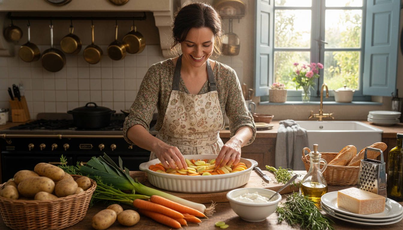 découvrez notre recette facile et savoureuse de gratin fondant aux pommes de terre, poireaux et carottes, pour un plat doré et réconfortant en toute simplicité.