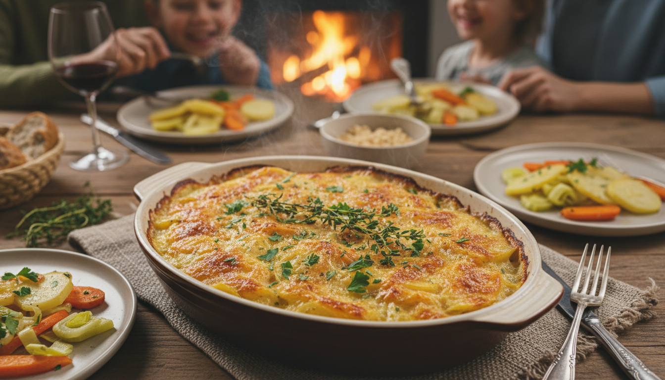 découvrez notre recette facile et rapide de gratin fondant aux pommes de terre, poireaux et carottes, idéale pour des repas quotidiens savoureux et dorés.
