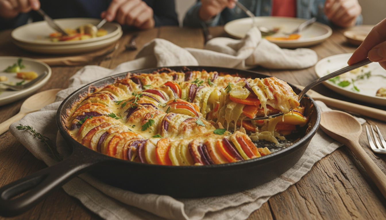 découvrez notre recette facile et rapide de gratin fondant aux pommes de terre, poireaux et carottes, idéal pour des repas quotidiens savoureux et dorés à souhait.